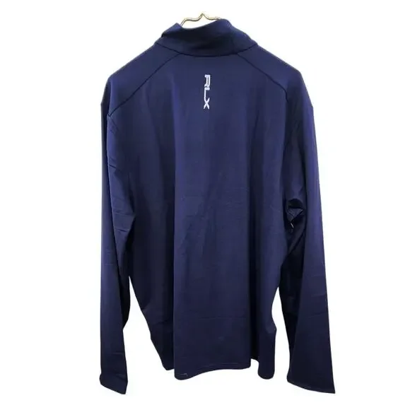 New NWT RLX Ralph Lauren Navy Light Blue Golf 1/4 Zip Micro Fleece Lined XL